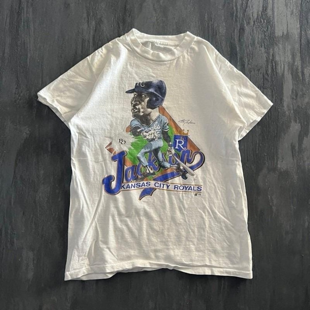 Vintage Bo Jackson Kansas City Royals Shirt Mens Medium White 1990s MLB